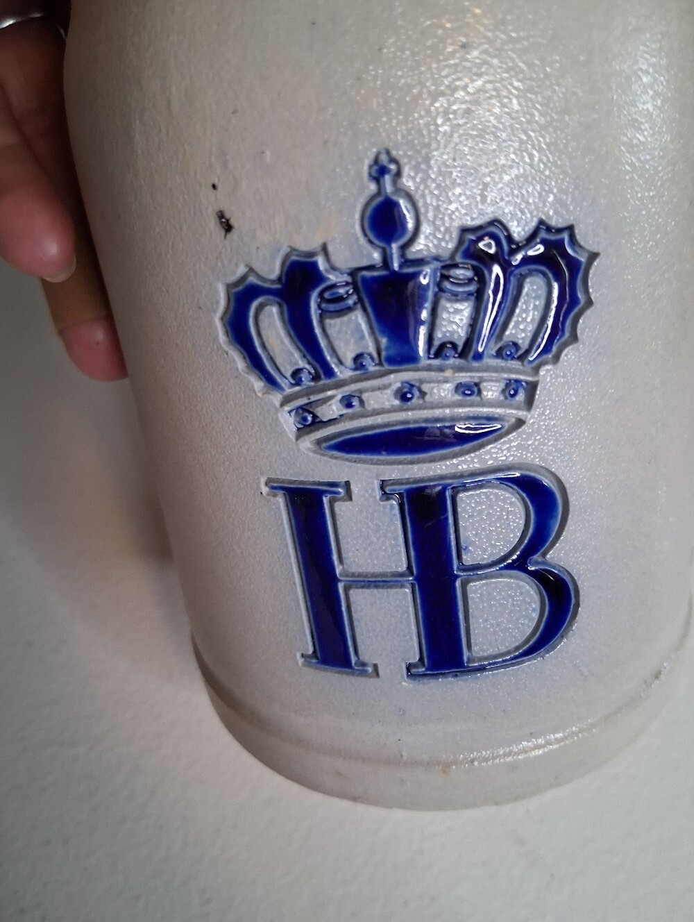 HB Crown Ceramic Stein with Blue Relief